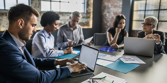 Business working group at an office