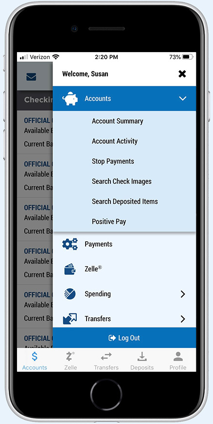 Business Mobile Banking Screen