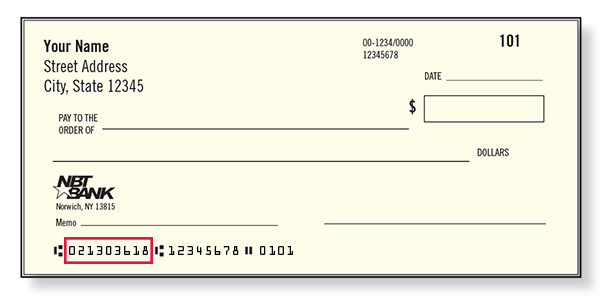  Sample Check with routing number highlighted